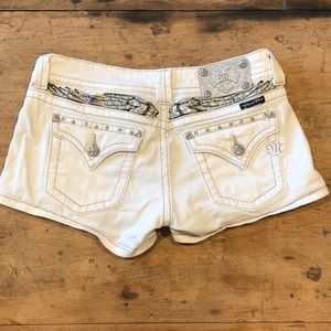White Miss Me Shorts